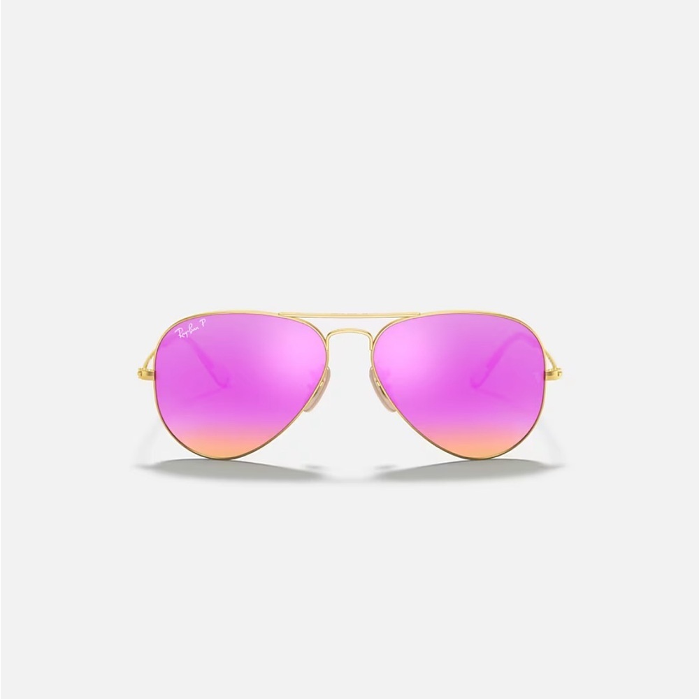 Ray-Ban Gold Frame Aviator Sunglasses with Pink Lenses RB3025